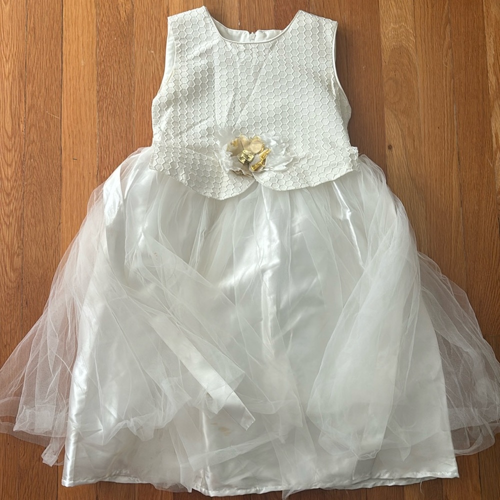 Mess and cotton dress with gold flower worn just once